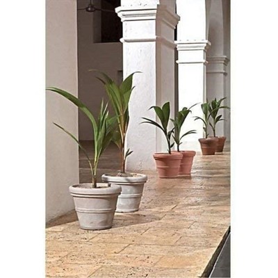 Weathered Stone Resin Rolled-Rim Planter, 11.42"x9.21"