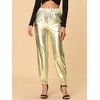 INSPIRE CHIC Women's Metallic Shiny Sparkle Elastic Waist Pants - 4 of 4