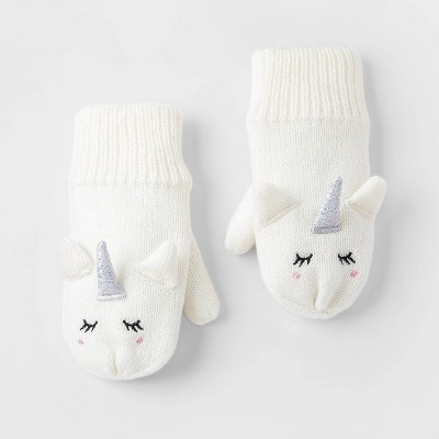 Toddler Girls' Unicorn Mittens - Cat & Jack™ Cream 12M-5T