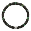 Chisel Stainless Steel Brushed Green Sediment and Black Agate Beaded Stretch Bracelet - 2 of 2