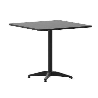 Flash Furniture Mellie 31.5'' Black Square Metal Indoor-Outdoor Table with Base