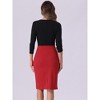 Allegra K Women's Elegant Round Neck 3/4 Sleeves Contrast Office Sheath Pencil Dresses - 3 of 4
