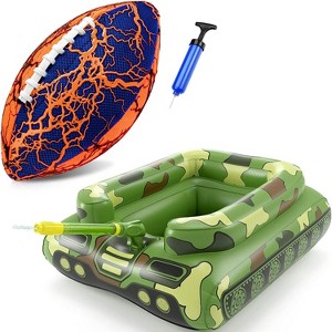 Jasonwell Waterproof Pool Beach Football with Strong Grip & Inflatable Tank Pool Floats for Kids – Summer Fun Set - 1 of 4