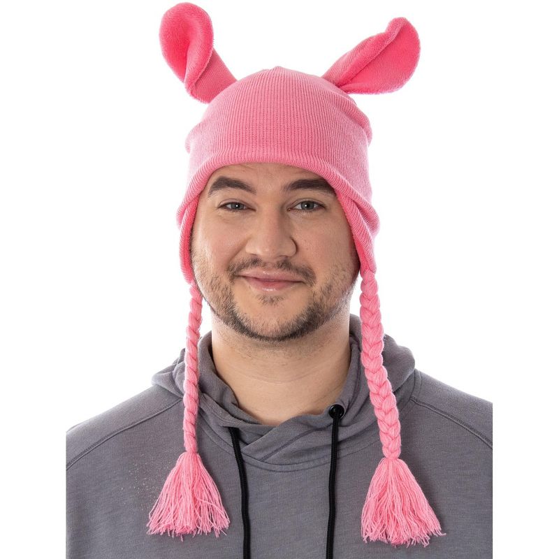 A Christmas Story Adult Deranged Easter Bunny Costume Laplander Beanie Cap Hat Pink, 3 of 7