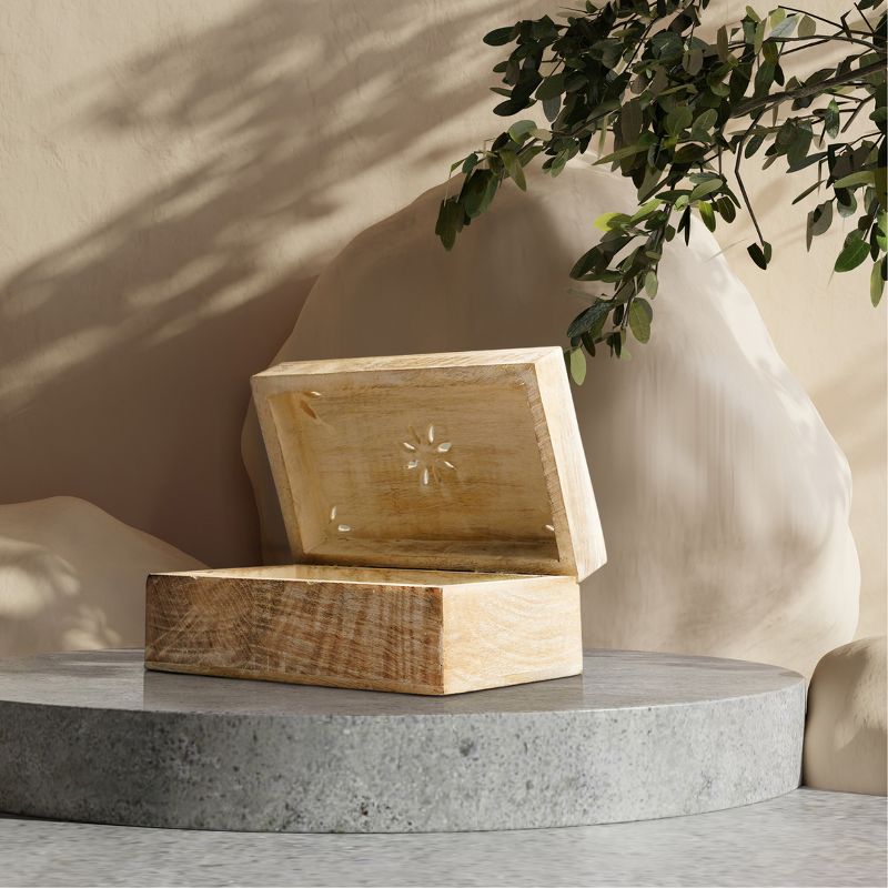 Mela Artisans Decorative Wooden Box with Hinged Lid WhiteFinish, Extra Large, 10.5 x 7.5 x 4 Inch, 4 of 6