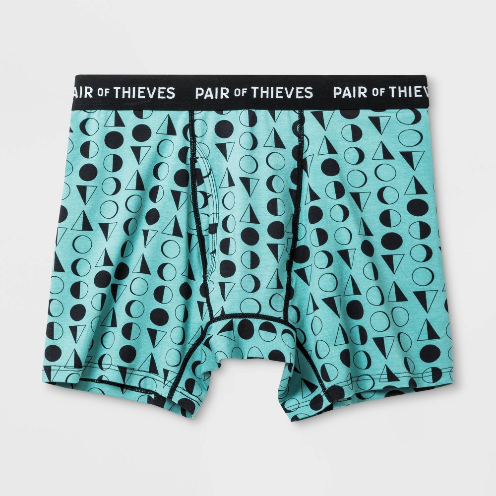 Pair of Thieves Men's Super Soft Boxer Briefs - Green/Shapes L