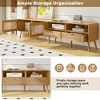 Boho TV Stand for TVs up to 85", Modern Farmhouse Media Console with Solid Wood Legs, Rattan Decoration, 2 Drawers, 2 Cabinets & 2 Open Shelves - 2 of 4