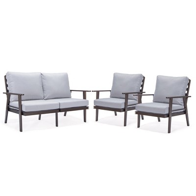 Leisuremod Walbrooke Modern Polyester 3-piece Patio Set With Black ...