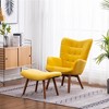 XINGHANZHENXUAN Contemporary Silky Velvet Tufted Accent Chair with Ottoman, Rubber Wood Frame for Living Room, Bedroom - 3 of 4