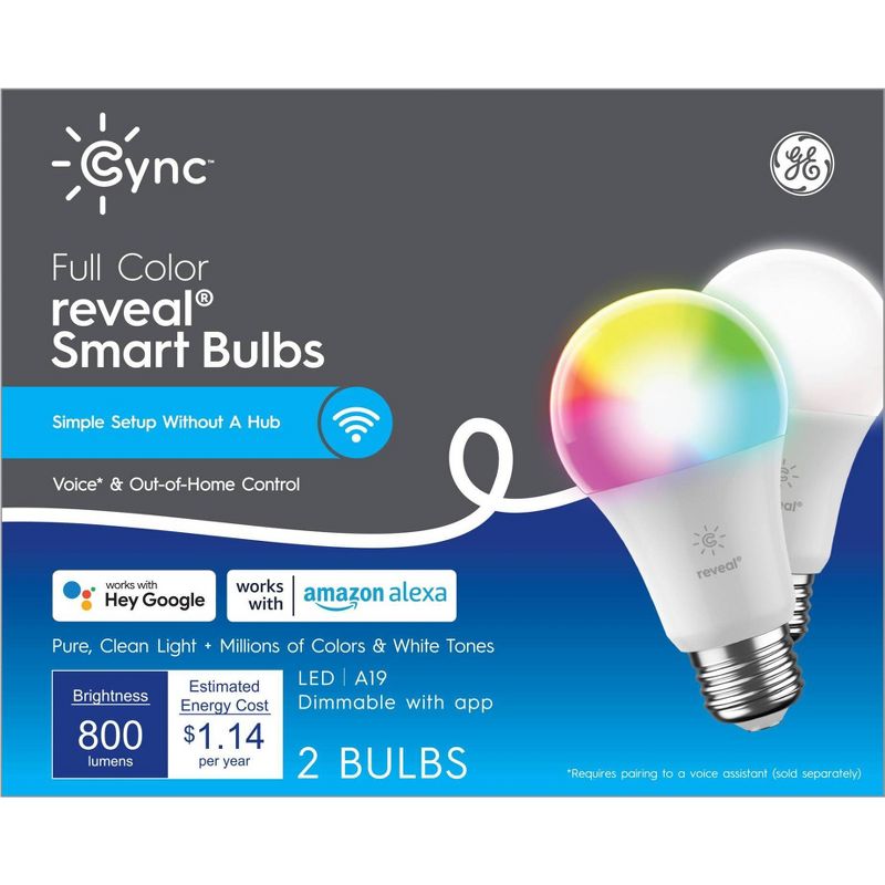 GE CYNC 2pk Reveal Smart Light Bulbs, Full Color, Bluetooth and Wi-Fi Enabled, 5 of 10