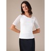 INSPIRE CHIC Women's Half See-through Sleeves Irregular Neckline Solid Color Stretchy T-Shirts - 2 of 4