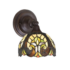 Toltec Lighting Any 1 - Light Sconce in  Dark Granite with 7" Ivory Cypress Art Glass Shade - 1 of 1