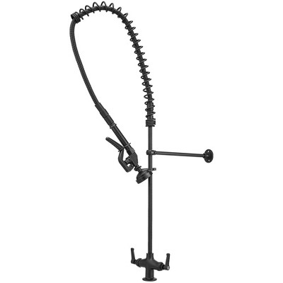 BWE Commercial Restaurant Pull-Down Double Handle Countertop Pre-Rinse Spray Utility Kitchen Faucet
