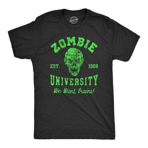 Mens Zombie University T Shirt Funny Undead Academy Tee For Guys - Crazy Dog Men's T Shirt - 1 of 4