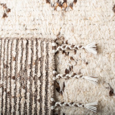 Ivory and Brown Hand-Knotted Wool 6' x 9' Area Rug