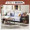 Coffee Table Set of 2 with End Table,2 in 1 Industrial Coffee Table Set, Modern Center Table and Side Table Set with Storage Side Pouch for Home - 2 of 4