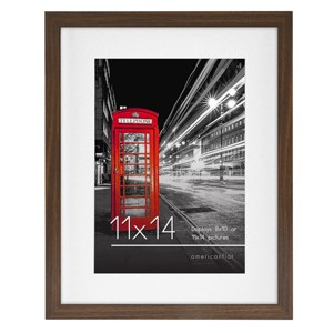 Americanflat 11x14 Walnut Picture Frame - Displays 8x10 With Mat or 11x14 Without Mat - Composite Wood with Shatter Resistant Glass - 1 of 4
