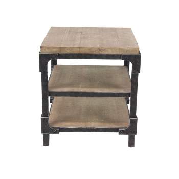 Industrial 3 Tier Side Table Brown - Olivia & May