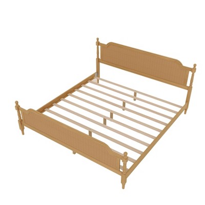NicBex Queen/King Size Rattan Bed Frame with Headboard and Footboard for Adults,Boys,Girls