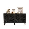 Bella Depot 60" Antique Buffet Cabinet with Floral Carvings Doors and Adjustable Shelves - 3 of 4