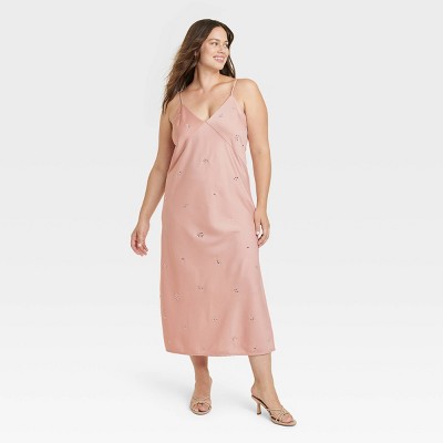 Women's Midi Slip Dress - A New Day™ Hot Pink M : Target