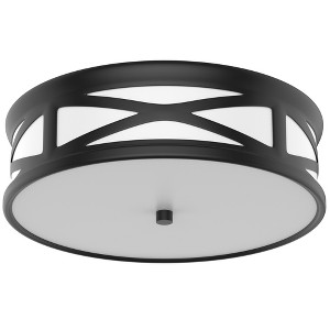 DORESshop 12 in. Black LED Flush Mount Ceiling Light, 1-Light Modern Fixture for Bedroom, Hallway, Kitchen - 1 of 4