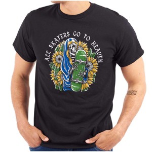 Skeleton All Skaters Go To Heaven Graphic T Shirt Men or Women Brisco Brands - 1 of 4