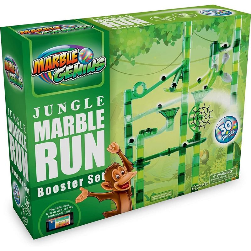 Marble Genius Marble Run Booster Set - 30 Pieces Total (10 Action Pieces Included), Construction Building Blocks, Add-On Set, (Jungle), 4 of 6