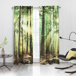 Habitat Photo Real Colorful Forest Pole Top Light Filtering Decorative Curtain Pair Each 38" x 84" Multicolor - 1 of 4
