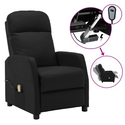 vidaXL Massage Recliner Black Faux Leather