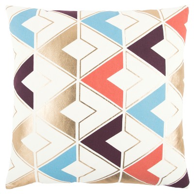 Rizzy Home Geometric Throw Pillow Gold