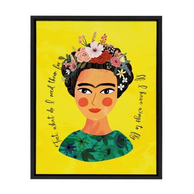 18" x 24" Sylvie Frida Framed Canvas Wall Art by Mia Charro Black - DesignOvation