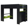 TIRAMISUBEST Full Size Loft Bed with height-adjustable Desk and Wardrobe, Wood Loft Bedframe with Ample Storage Space and RGB Light - 3 of 4
