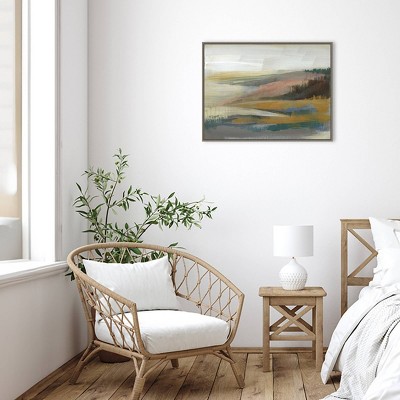 Northwest Cove II Gray and Pink Landscape Canvas with Float Frame