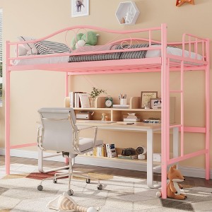Bunk Bed Twin Over Twin, Twin Bunk Bed with Ladde & Full-Length Guardrails, Heavy Duty Metal 400 LBS Weight Capacity, Space-Saving Design - 1 of 4