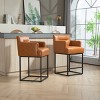 Bar Stools Set Of 2 Extra Tall Modern 36"Bar Stool,Square Bar Stool With Metal Frame Armrest Counter Stool With Backrest-Cuddlewood - 3 of 4