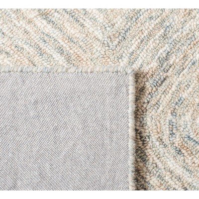 Beige and Gray Hand-Tufted Wool Ikat Runner Rug