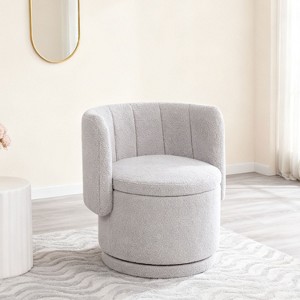 KTMBDW Modern 360 Degree Barrel Swivel Accent Sofa Chair, Upholstered Reading Chair, Round Armchair With Storage for Living Room,Bedroom,Vanity - 1 of 4