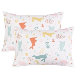 2 Pack Jersey Cotton Toddler Pillowcases, Envelope Travel Pillowcases - NTBAY - 1 of 4