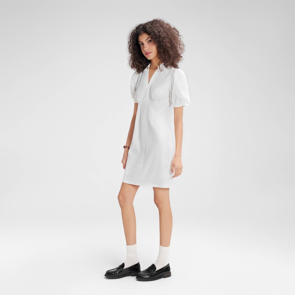 Женские платья Wild Fable Women's Puff Short Sleeve Mini Dress - Wild Fable™ White L — фото 2