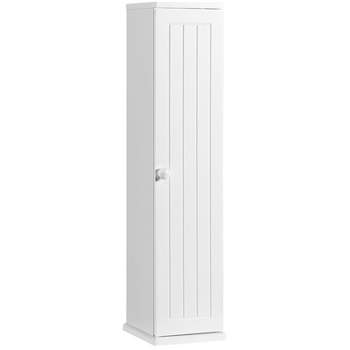 Tangkula Bathroom Tissue Paper Holder Narrow Tall Storage Cabinet Toilet Side Storage Shelf White