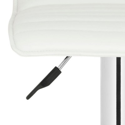 Kemonti White Adjustable Swivel Bar Stool with Chrome Base