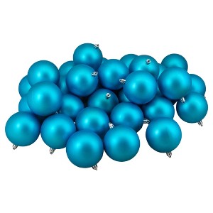 Northlight 32ct Shatterproof Matte Christmas Ball Ornament Set 3.25" - Turquoise - 1 of 4