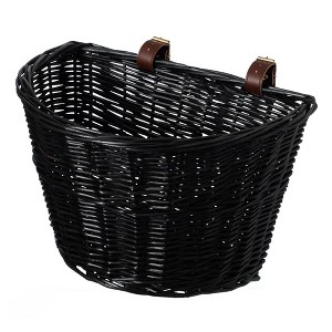 Wicker Front Cargo Bike Basket - Perfect for Riders of All Ages and Genders - for Beach Cruiser, Stationary Bike, E-bike, or Road Bike - 1 of 4