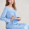Anna-Kaci Lounge Women's Long Sleeve Pullover Nightgown with Lace Trim and Front Button Detail - 3 of 4