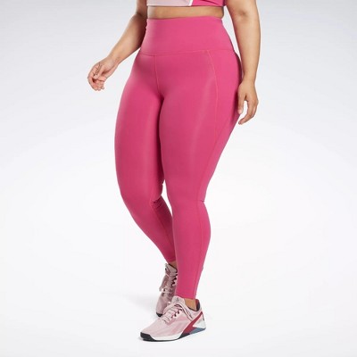 Women Reebok Lux High Rise Compression Tights Size 4X Maroon Pink