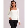 Allegra K Women's Square Neck Long Sleeves Ribbed Knit Casual Basic Tops - 4 of 4