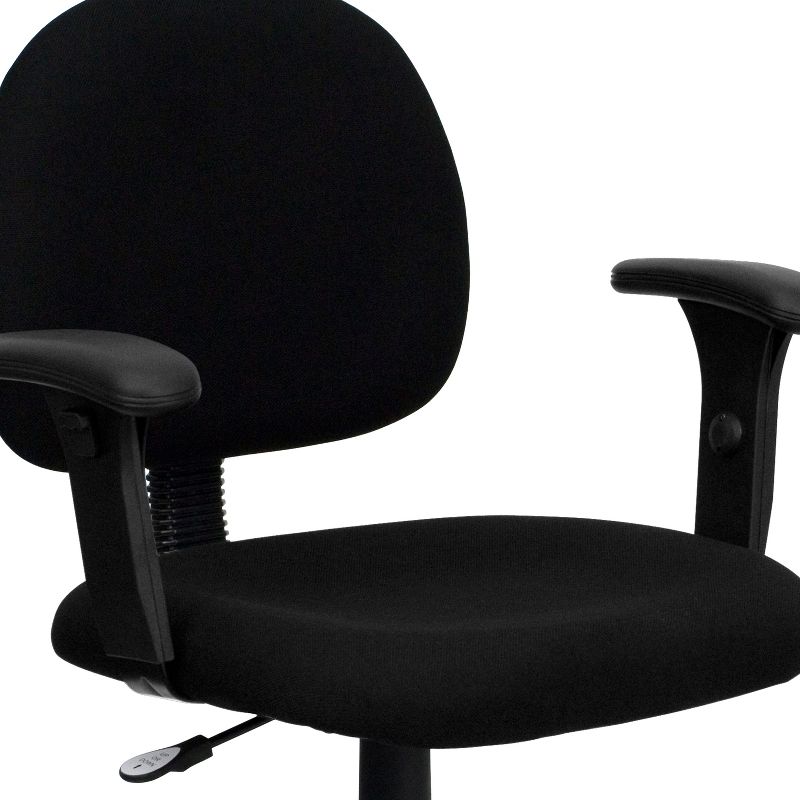 Flash Furniture Wayne Mid-Back Black Fabric Swivel Task Office Chair with Adjustable Arms, 5 of 12