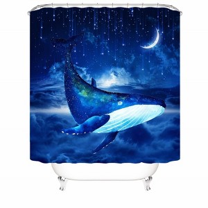 Blue Whale Under The Moon Shower Curtains for Bathroom Waterproof Fabric Bath Curtain Durable Soft Stylish Bathroom Decor 72x72 Inch - 1 of 1
