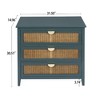 Lyngins American Style Rattan 3-Drawer Storage Cabinet, Natural Rattan Hollow Design Sideboard Cabinet, Solid Wood Veneer Buffet Cabinet,Non-Slip Pads - 4 of 4